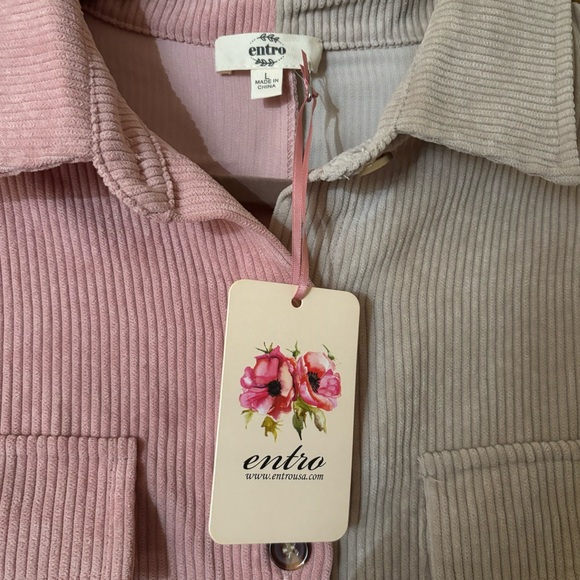 Entro Corduroy Color Block Oversized Button Down Shirt - Picture 5 of 6